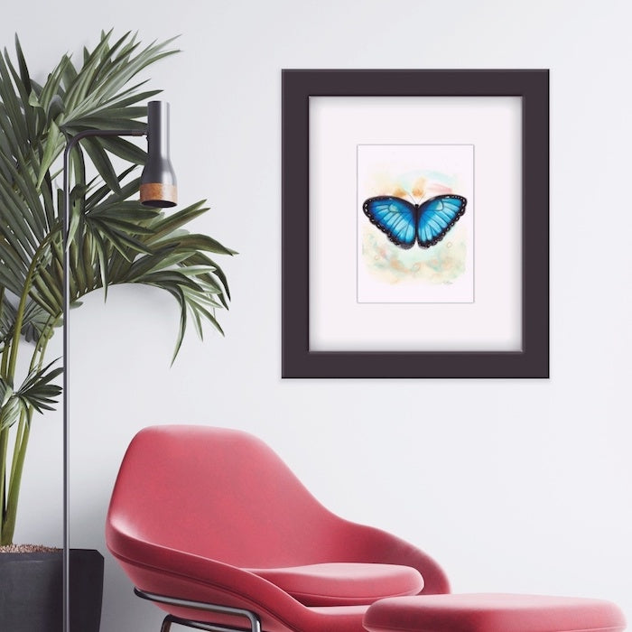 Morpho butterfly, blue butterfly, papillon bleu, watercolor, aquarelle, papillon, illustration, hand made, painting, Edemota, Edwidge De Mota