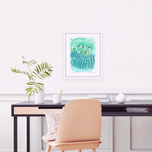 Abstract watercolor, motif watercolor, turquoise, aqua, green, Edemota, Edwidge De Mota, Home decor, Bohemian decor, boho decor, boho watercolor