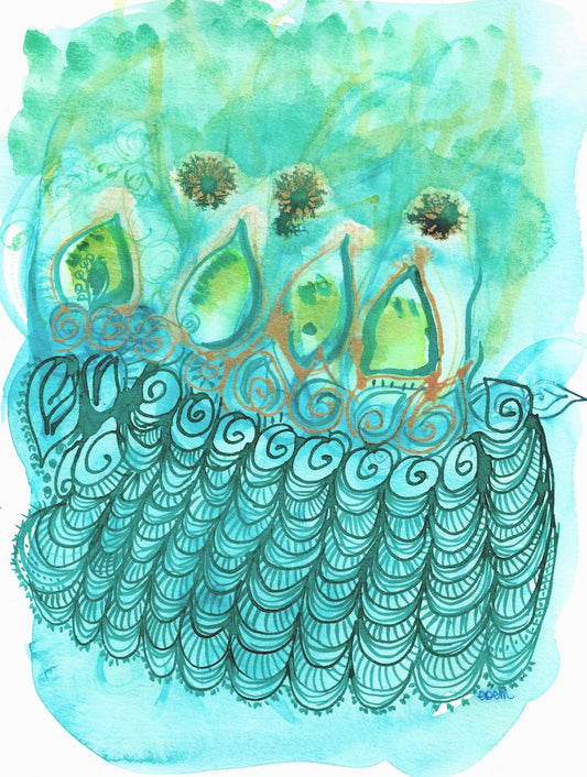 Abstract watercolor, motif watercolor, turquoise, aqua, green, Edemota, Edwidge De Mota, Home decor, Bohemian decor, boho decor, boho watercolor