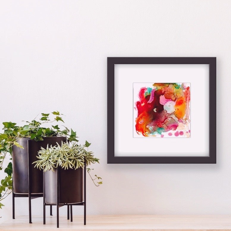 Abstract artwork, Ink, Alcohol ink artwork, Ink artwork, Vibrant color abstract, Red, Orange, Pink, Boho decor, little artwork, Edemota, Edwidge De Mota