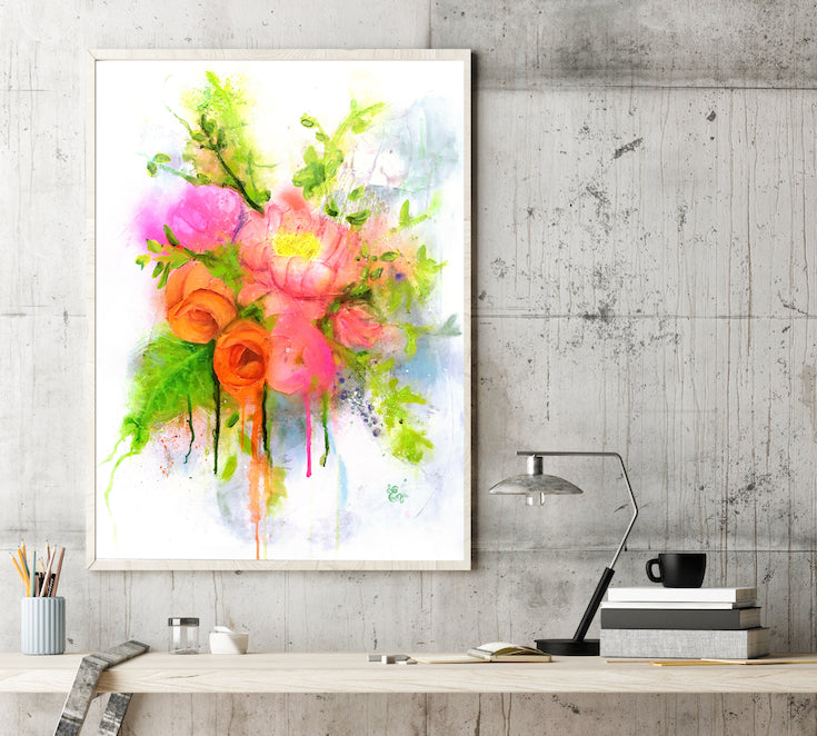 Flower, Bouquet, Abstract floral, Street art style, Painting,