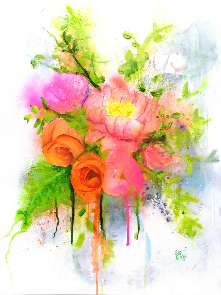 Flower, Bouquet, Abstract floral, Street art style, Painting,