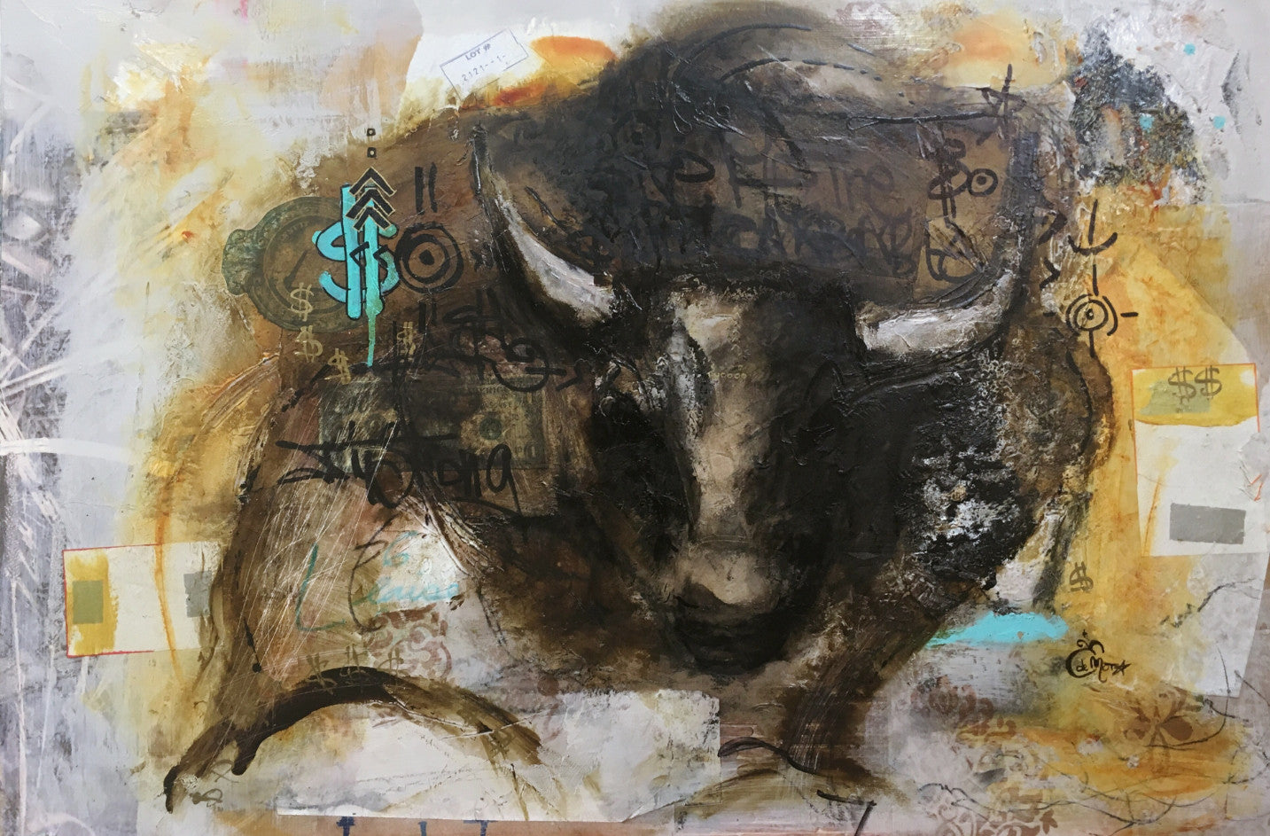 Bull, Taureau, Wall Street, Money, Money maker, Painting, Street art style