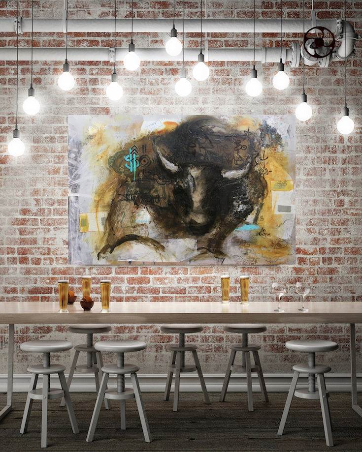 Cool, Bull, Taureau, Wall Street, Money, Money maker, Painting, Street art style