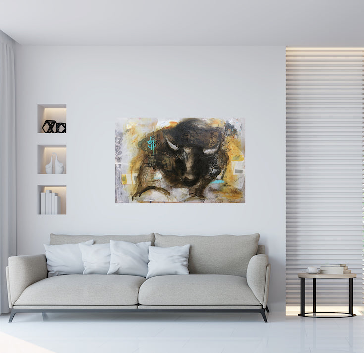 Cool, Bull, Taureau, Wall Street, Money, Money maker, Painting, Street art style