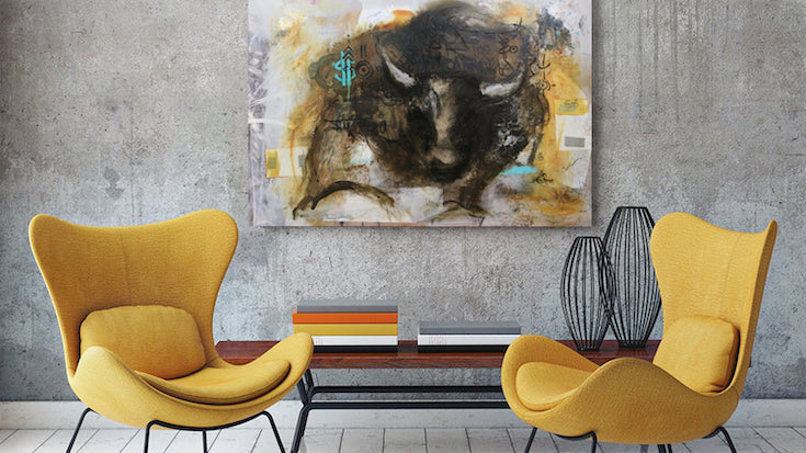 Cool, Bull, Taureau, Wall Street, Money, Money maker, Painting, Street art style