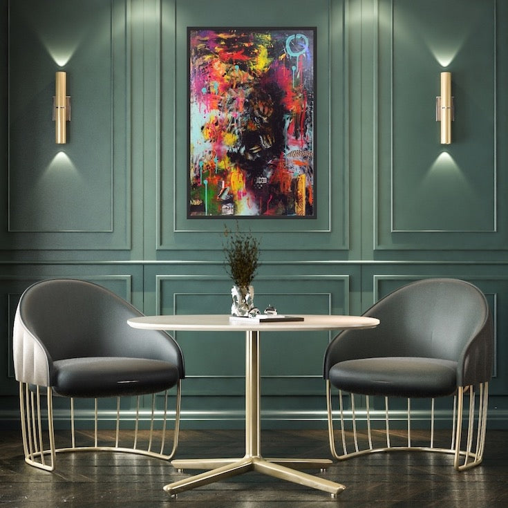 Tiger, Eye tiger, fluo colors, very cool artwork, street art style, street art inspiration, cool painting, beautiful tiger