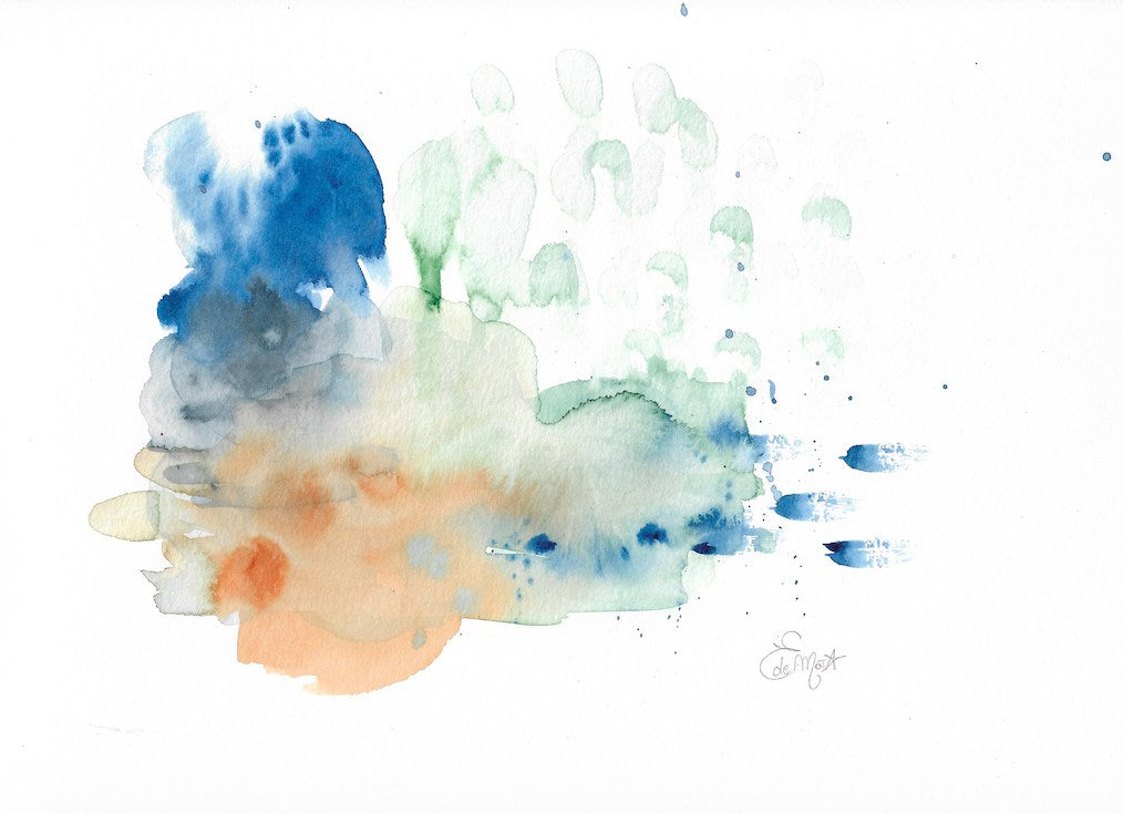 Abstract, Blue, Mint green, Coral, Indigo, Home decor, Chic, watercolor, Edwidge De Mota, Edemota