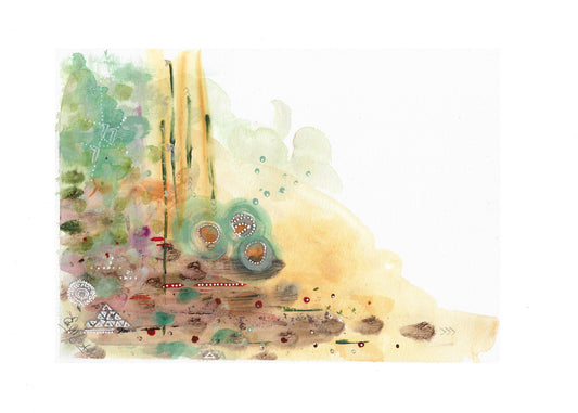 Abstract, australian inspiration, abstract landscape, nature colors, green, brown, beige, Edwidge De Mota, Edemota,