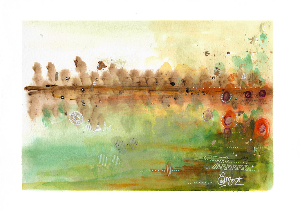 Abstract, australian inspiration, nature colors, green, brown, beige, Edwidge De Mota, Edemota,