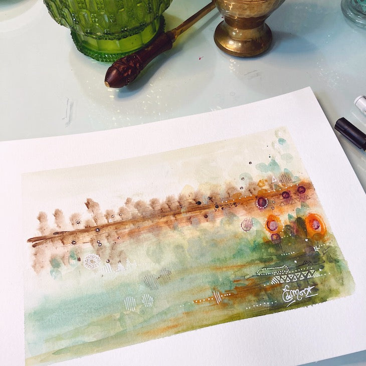 Abstract, australian inspiration, nature colors, green, brown, beige, Edwidge De Mota, Edemota,