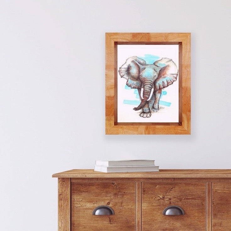 Éléphant, elephant, Africa, Animal, Totem, African animal, Sacred animal, Cool Artwork, Home decor, Baby room decor, Edemota, Edwidge De Mota, Brown, Blue, Black
