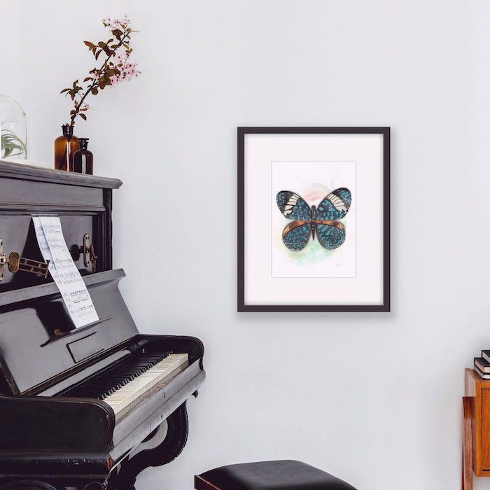 Butterfly, watercolor, green, orange, blue, boho decor, painting watercolor, Edwidge De Mota, Edemota