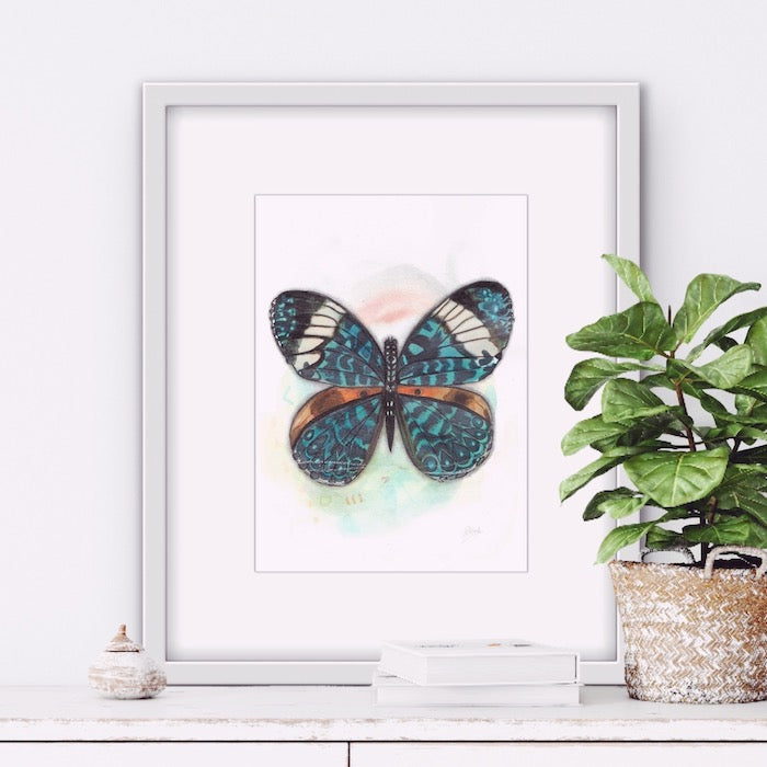 Illustration de Cadre aquarelle avec papillon par efremova_farm