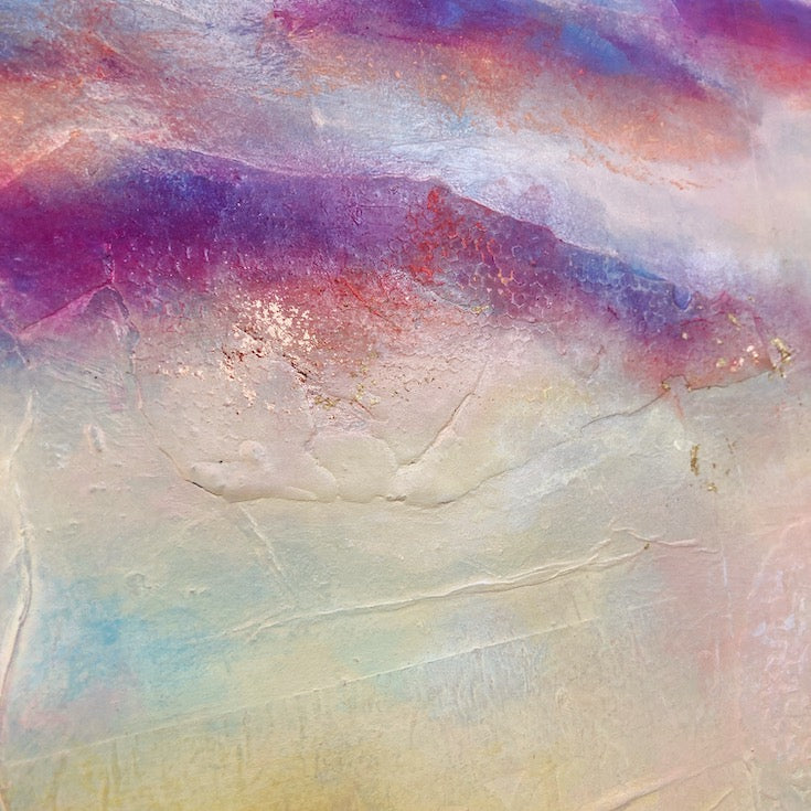 Abstract landscape, mixed media artwork, collage, Sunset, Mindvalley, Sun, Light, Hope, Joy,