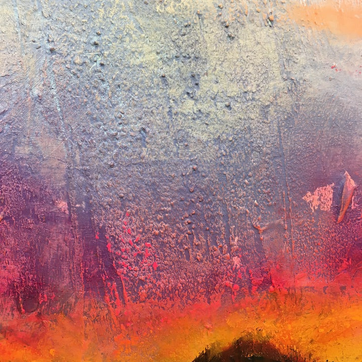 Abstract landscape, mixed media artwork, Mindvalley, collage, Sunset, Sun, Light, Hope, Joy,
