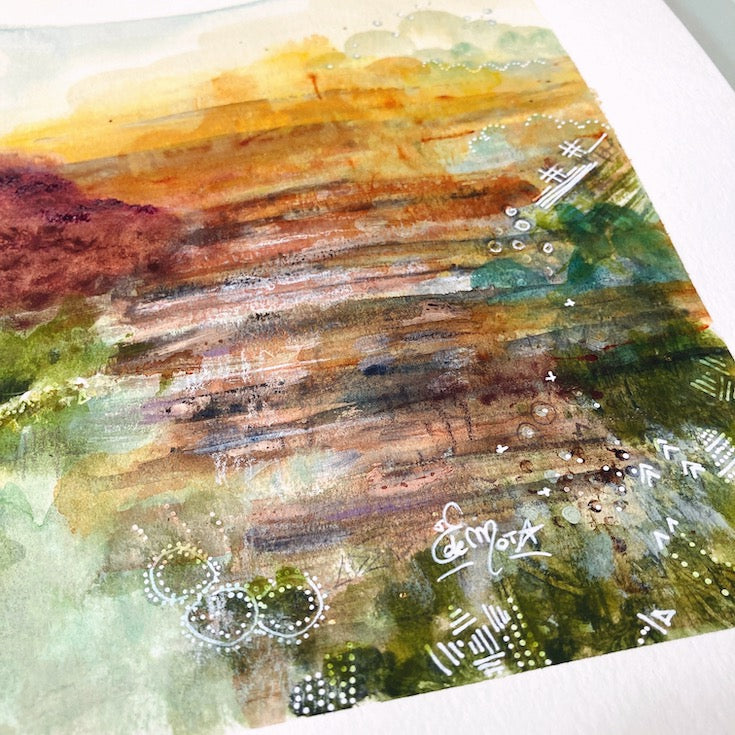 Abstract, australian inspiration, abstract landscape, nature colors, green, brown, beige, Edwidge De Mota, Edemota,