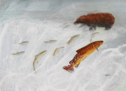 Saumon, Ours, Pêche, Nature, Salmon, Bear, Fishing, River, Rivière, Artwork, Totem's Salmon