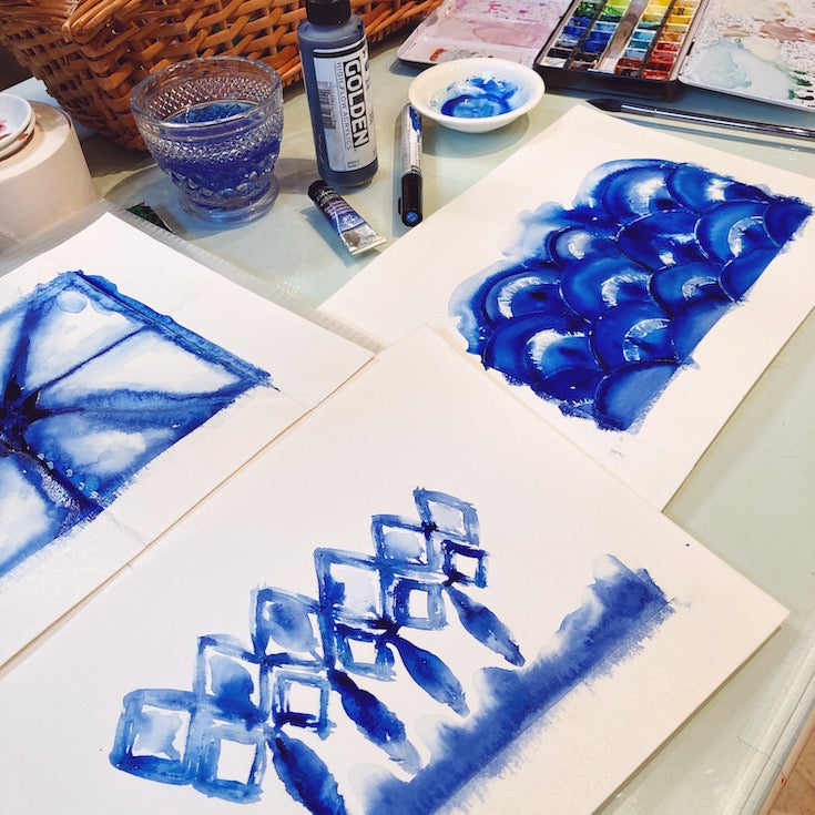 Indigo, Blue, Shibori, Japanese inspiration, pattern, waves, japanese waves 