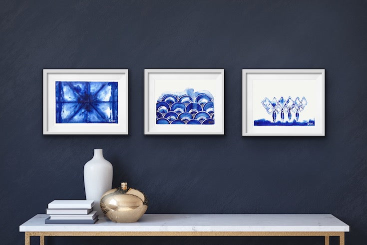 Indigo, Blue, Shibori, Japanese inspiration, pattern, waves, japanese waves 