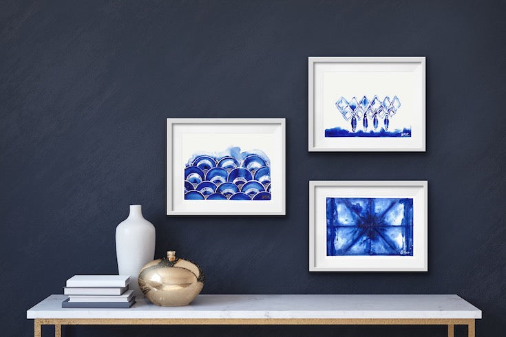Indigo, Blue, Shibori, Japanese inspiration, pattern, waves, japanese waves 