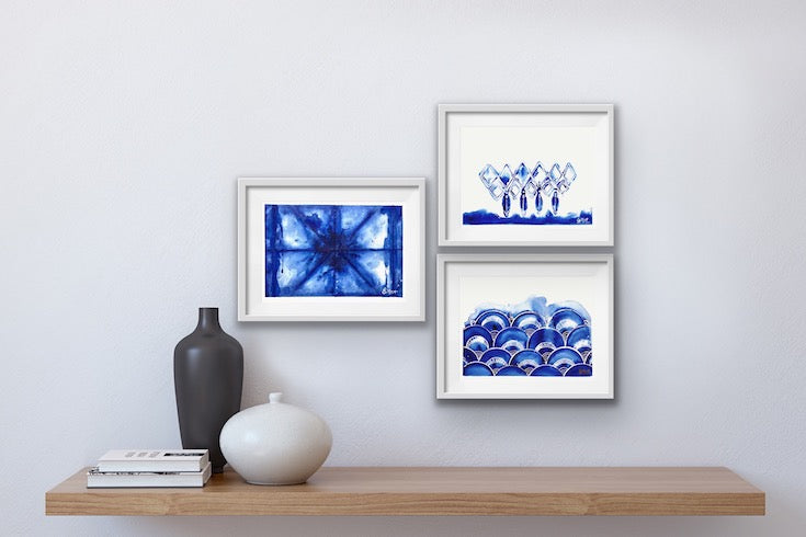 Indigo, Blue, Shibori, Japanese inspiration, pattern, waves, japanese waves 