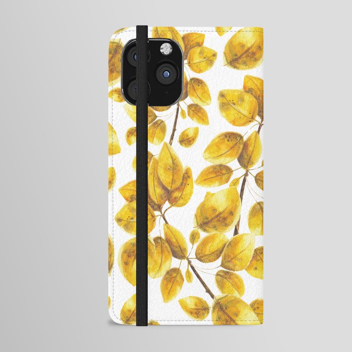 Tree leaves, Golden leaves, Phone Case, Watercolor, Sweet watercolor artwork, Tremble tree leaves, Illustration