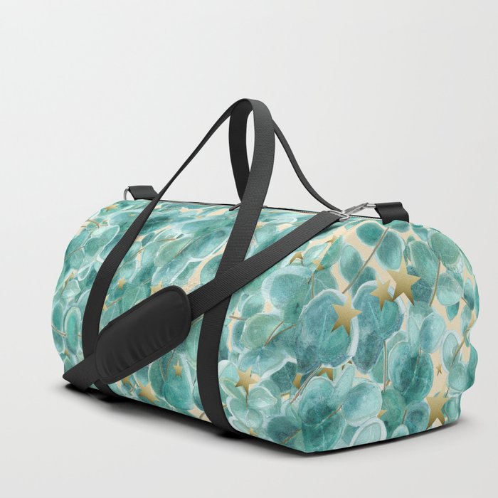 Eucalyptus branch, Golden star, Travel bag,Sweet branch of eucalyptus, watercolor, aquarelle
