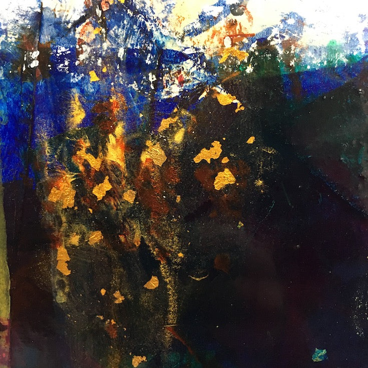 Abstract landscape, mixed media artwork, Mindvalley, collage, Sunset, Sun, Light, Hope, Joy,